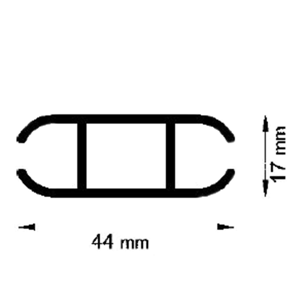 Profilmaße von Aluminium Keder Profil 17/44 mm 