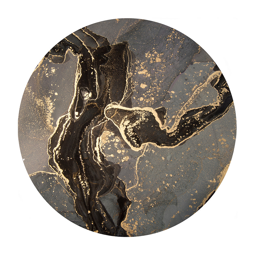 Round acoustic picture "Black and Gold Marble"